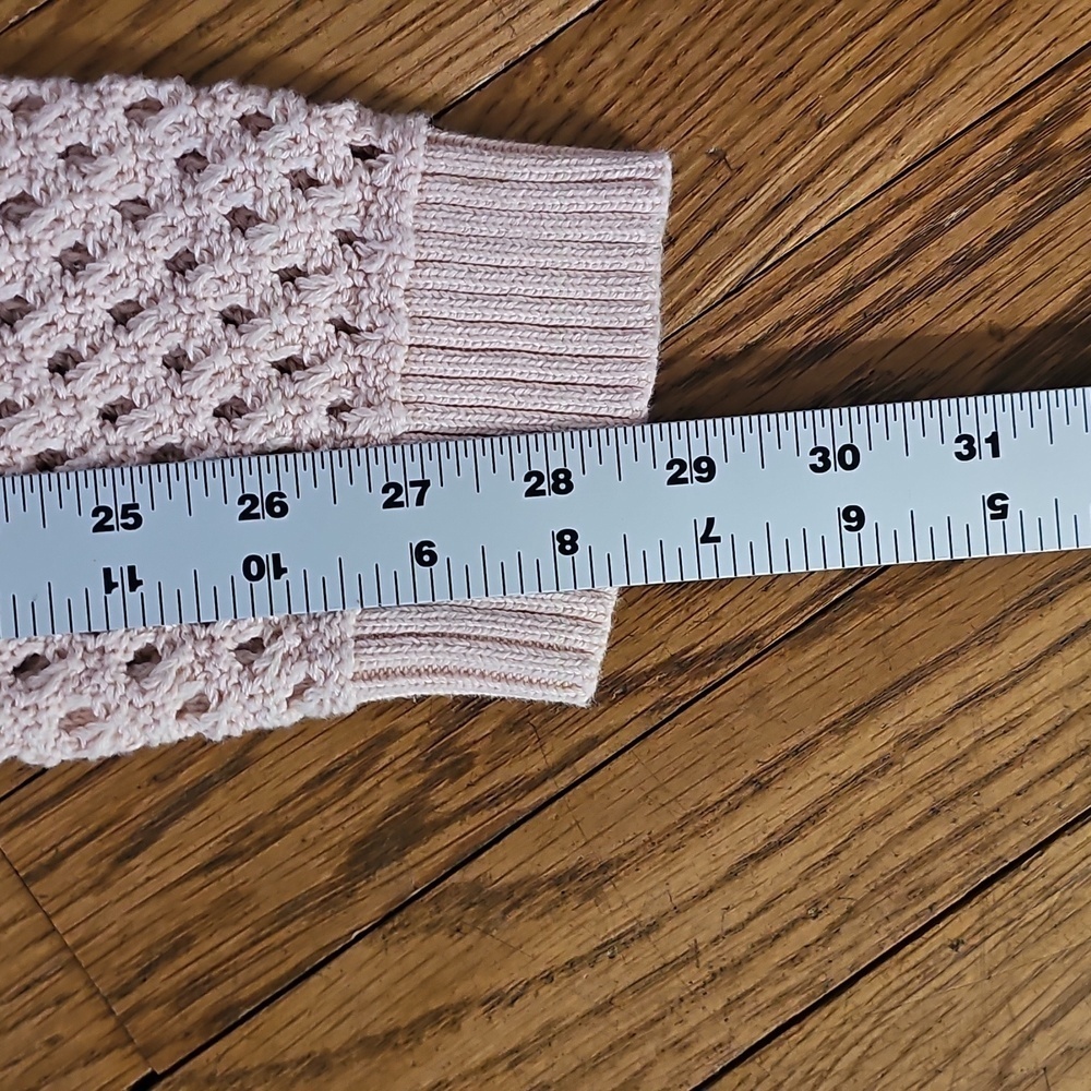 Ann Taylor LOFT Soft Pink Cotton Crochet Long Sleeves Sweater Size XL - Picture 4 of 7